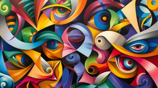 Abstract 4K Wallpaper carnival, vibrant and chaotic colors.