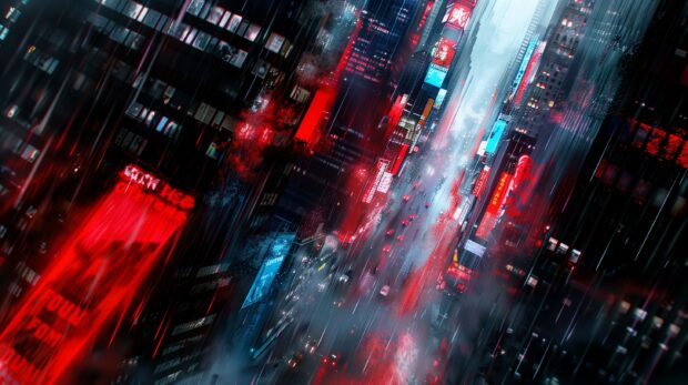 Abstract cityscape at night, neon lights 4K Wallpaper.