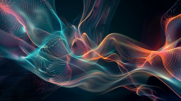 Abstract data stream, digital patterns and colors, 4K Wallpaper for desktop.