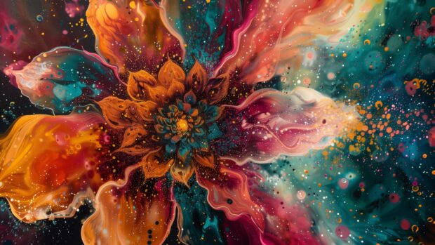 Abstract flower petals, vibrant colors, swirling patterns wallpaper HD free download.