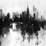 Abstract grey cityscape, urban minimalism desktop wallpaper HD.