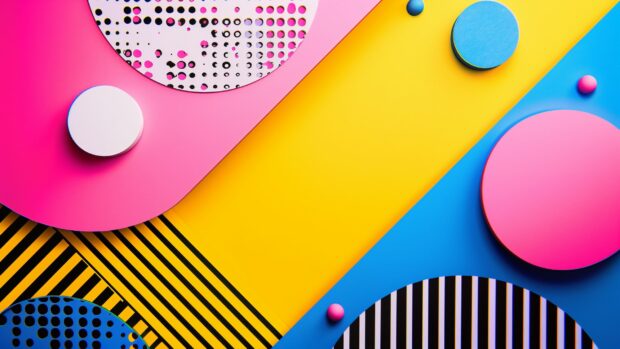 Abstract geometric shapes with vivid colors and cool laptop wallpaper.