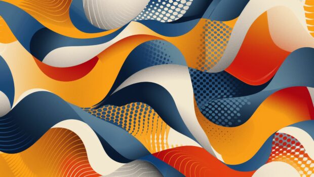An abstract pattern 4K OLED Desktop Wallpaper with dynamic lines and layers creating a sense of movement.