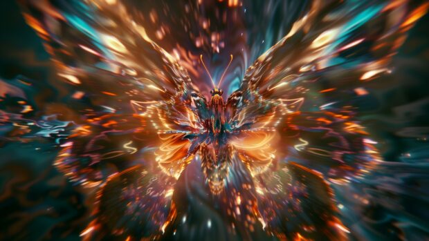 Colorful abstract butterfly effect, chaotic patterns and colors background.