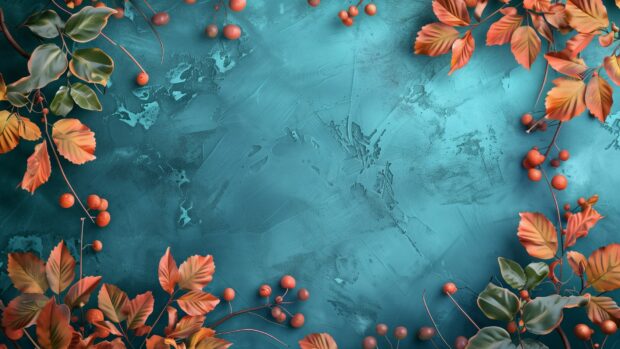 Colorful autumn leaves creating a natural frame around the edges.