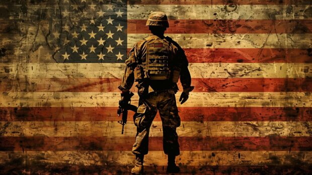 Cool American flag with a silhouette of a soldier.