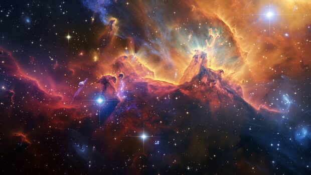 Cool Space wallpaper with a colorful galaxy with bright, multi hued stars and cosmic dust, showcasing the beauty of the universe in vivid detail.