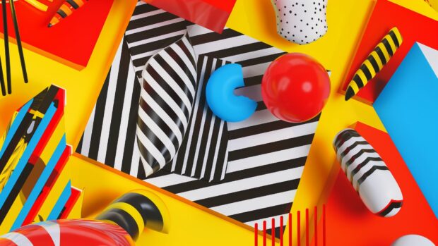Cool YouTube background with bold colors and geometric shapes.
