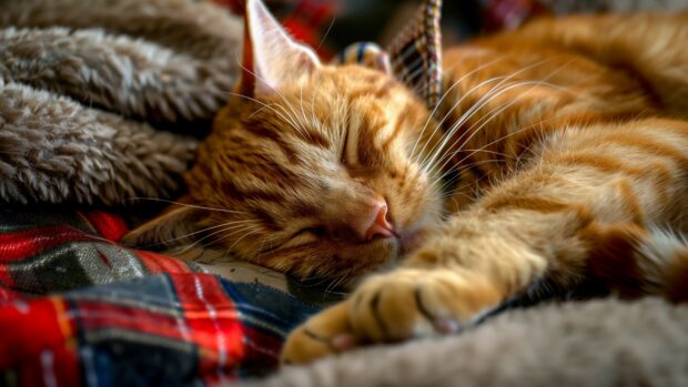 Cute cat with a bow tie, 4K desktop Wallpaper.
