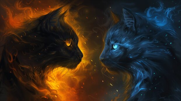 Double black cat wallpaper HD for Desktop.