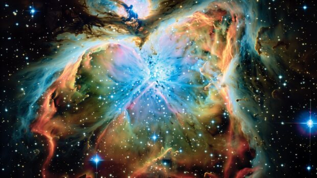 Download Outer Space background with a high resolution image of the Crab Nebula with intricate details and vibrant colors in the vastness of space.