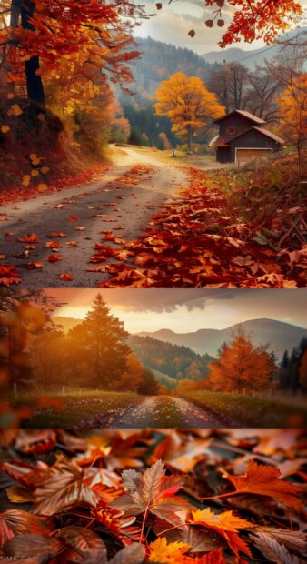 Fall iPhone wallpaper, featuring vibrant red, orange, and yellow leaves, cozy autumn landscapes.