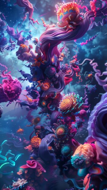 Free Abstract dreamscape, surreal landscapes and figures iPhone wallpaper.