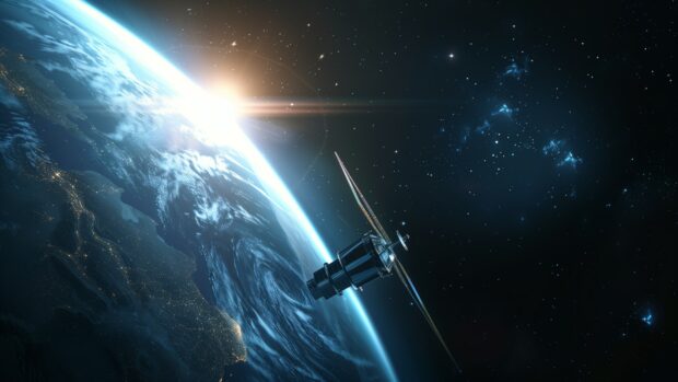 Free download Cool Space HD desktop background with a serene Hubble Space Telescope orbiting Earth wallpaper, capturing the beauty of space.
