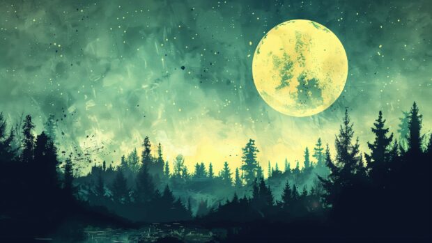 Free download Minimalist abstract wallpaper forest scene, minimal details.