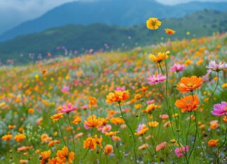 Free field of flowers background wallpaper.