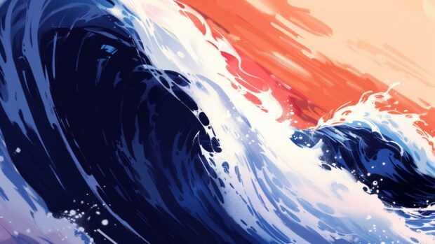 Free minimalist abstract ocean waves, tranquil colors Wallpaper HD 1080p.