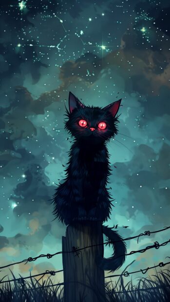 Halloween cat mobile wallpaper.