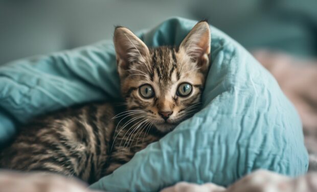 Kitten HD Wallpaper with a curious expression.