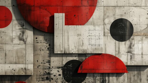 Minimalist abstract circles and squares, high contrast HD wallpaper.