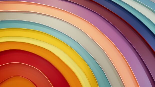 Minimalist abstract rainbow, gentle arcs and colors wallpaper.