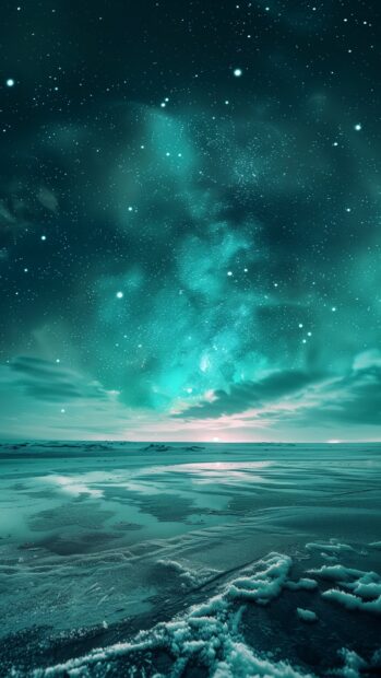 Northern Lights casting a magical glow over a vast snowy plain.