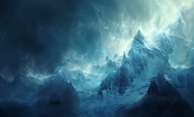 Northern Lights over a majestic glacier.