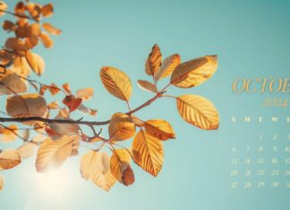 October 2024 Calendar Desktop Wallpaper Free download.