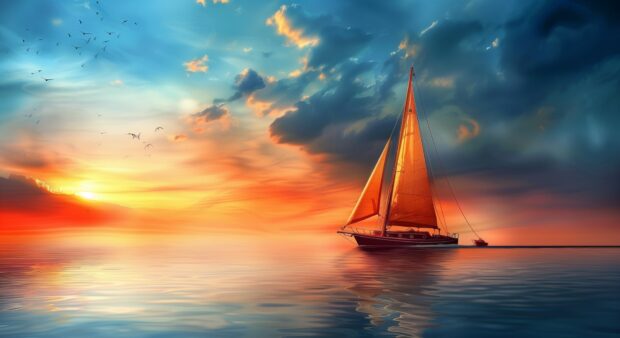 Sailboat Ocean Background High Definition.