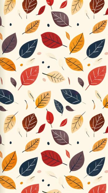 Simple autumn leaves pattern with a neutral background, iPhone wallpaper.