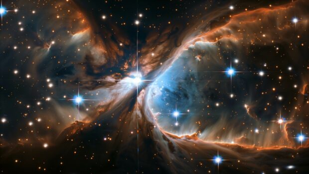Space Desktop Wallpaper HD with A vivid depiction of a nebula with swirling gases and bright stars.