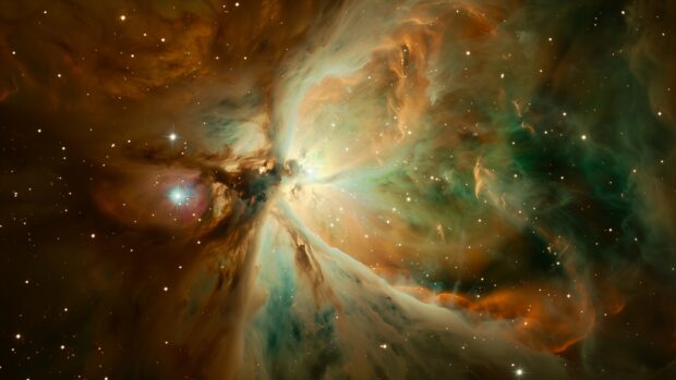 Space Wallpaper HD with A vivid depiction of a nebula with swirling gases and bright stars.