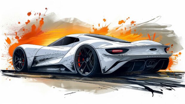 Stylised shape of a sports car logo style vector line cool wallpaper.