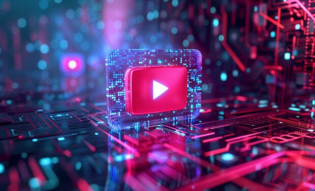 YouTube wallpaper wallpaper featuring digital effects and neon accents.