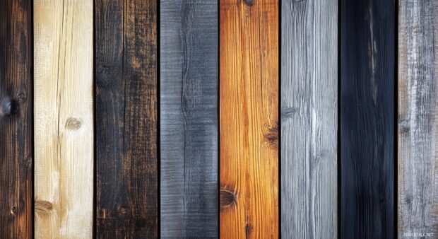 A Rustic wood background with a mix of dark and light wood panels.