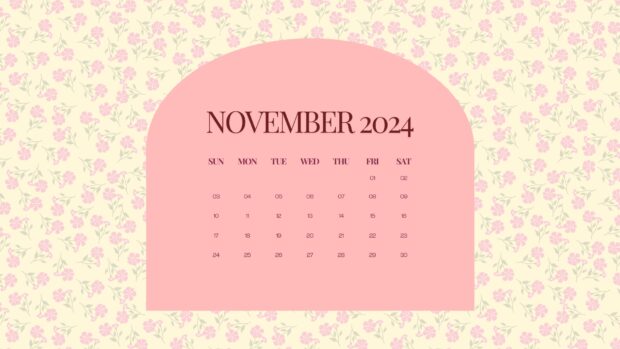 Aesthetic November 2024 Calendar HD Wallpaper.