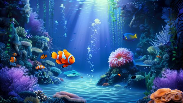 Deep blue sea desktop 4K wallpaper.