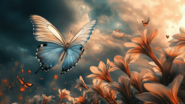 Flower and Butterfly Wallpaper 4K.