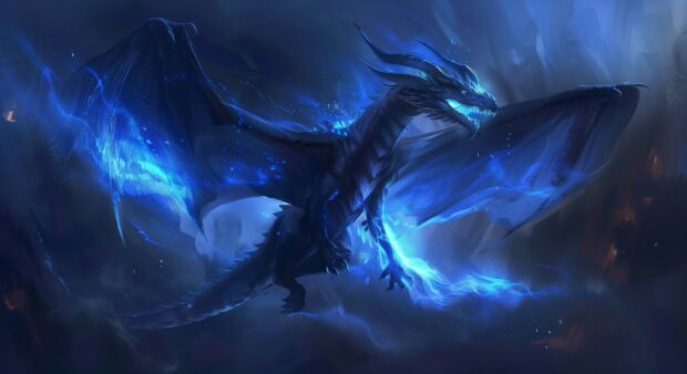Hot Blue Fire dragon HD Background.