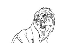 Simba roaring triumphantly on Pride Rock.