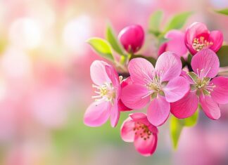 Spring blossom wallpaper 2K with blooming flowers and fresh greenery, evoking the vibrant spirit of the season.