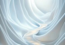 A 3D spiral staircase with smooth, flowing lines, illuminated by soft, gradient lighting.