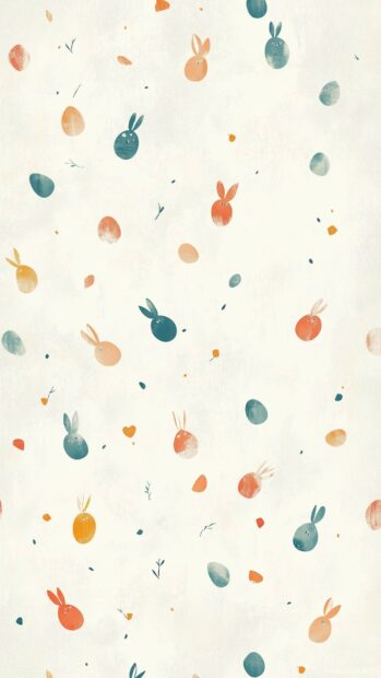 A Cute Easter pattern featuring small bunny silhouettes and colorful eggs.