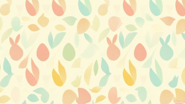 A minimalist Easter HD pattern featuring tiny, pastel bunny silhouettes and colorful eggs arranged in a geometric tile design, clean vector art style.