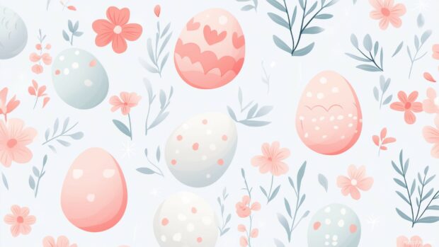 A simple, elegant Easter pattern with pastel colored eggs and flowers.