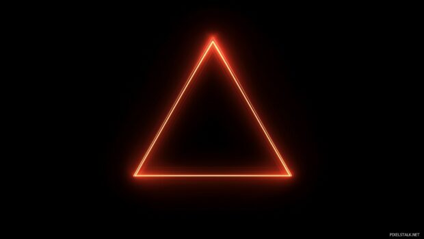 A single neon triangle glowing with soft gradients on a dark background.