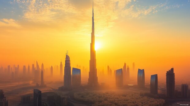 A straightforward cityscape with a few key landmarks and a clean, uncluttered background HD.