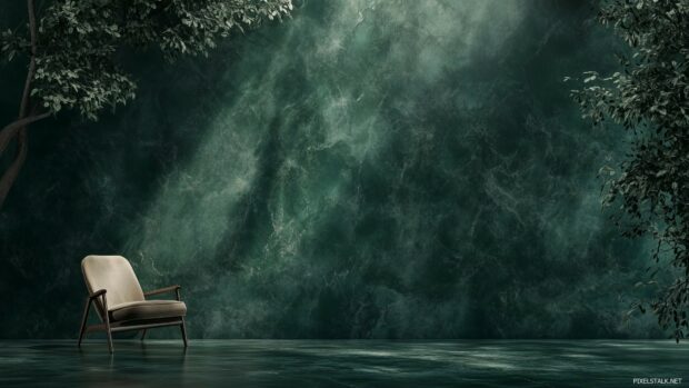 Aesthetic forest green wallpaper with a minimalistic design.