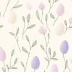 An elegant Easter desktop wallpaper with pastel colored eggs and flowers in a repeating tile design, soft lines, and clean vector art style