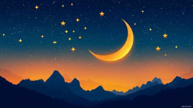 Beautiful Night Mountains Wallpaper.